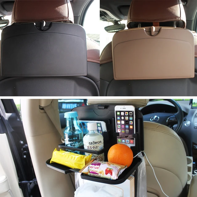 Folding Car Headrest Seat Back Storage Box Phone Holder Beverage Bag Food  Table Tray Universal Car Bracket Drink Holder - AliExpress