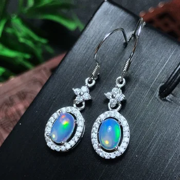 

[MeiBaPJ Natural Opal Gemstone Fashion Drop Earrings for Women Real 925 Sterling Silver Charm Fine Jewelry