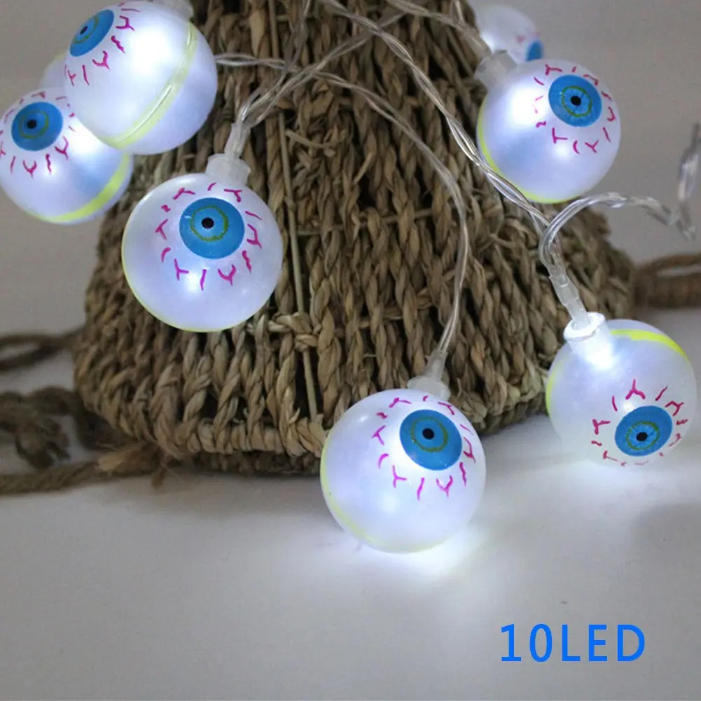 Glowing LED Eyeball Fairy String Light Lamp for Indoor Outdoor Halloween Christmas Party Decor AA Battery