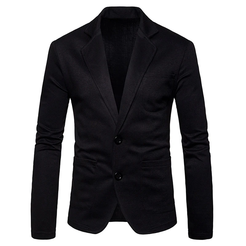 Мужские трикотажные костюмы, блейзеры, Модный повседневный приталенный однобортный пиджак на двух пуговицах, мужской пиджак Terno Masculino 2XL - Цвет: Black