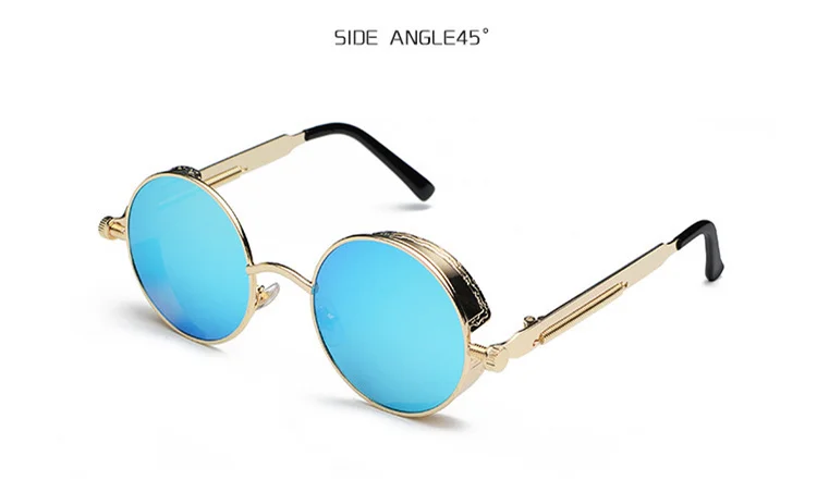 Oulylan круглые стимпанк Солнцезащитные очки для мужчин и женщин готические очки Брендовые дизайнерские ретро металлические солнцезащитные очки высокого качества - Цвет линз: C11gold blue