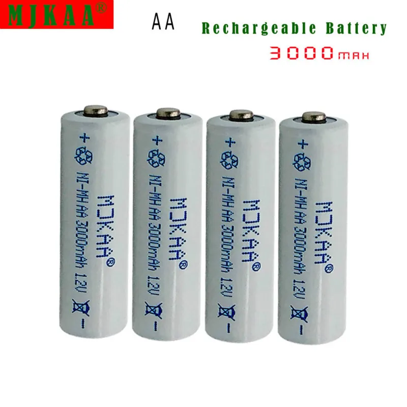 

4pcs AA 3000mah 1.2V Battery 2A Rechargeable NiMH Battery for LED Light Toys Mp3