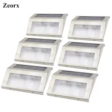 6 шт. из нержавеющей стали солнечный яркий шаг свет лестницы Путь Палуба лампа водонепроницаемый открытый забор Сад Путь Настенный светильник(белый