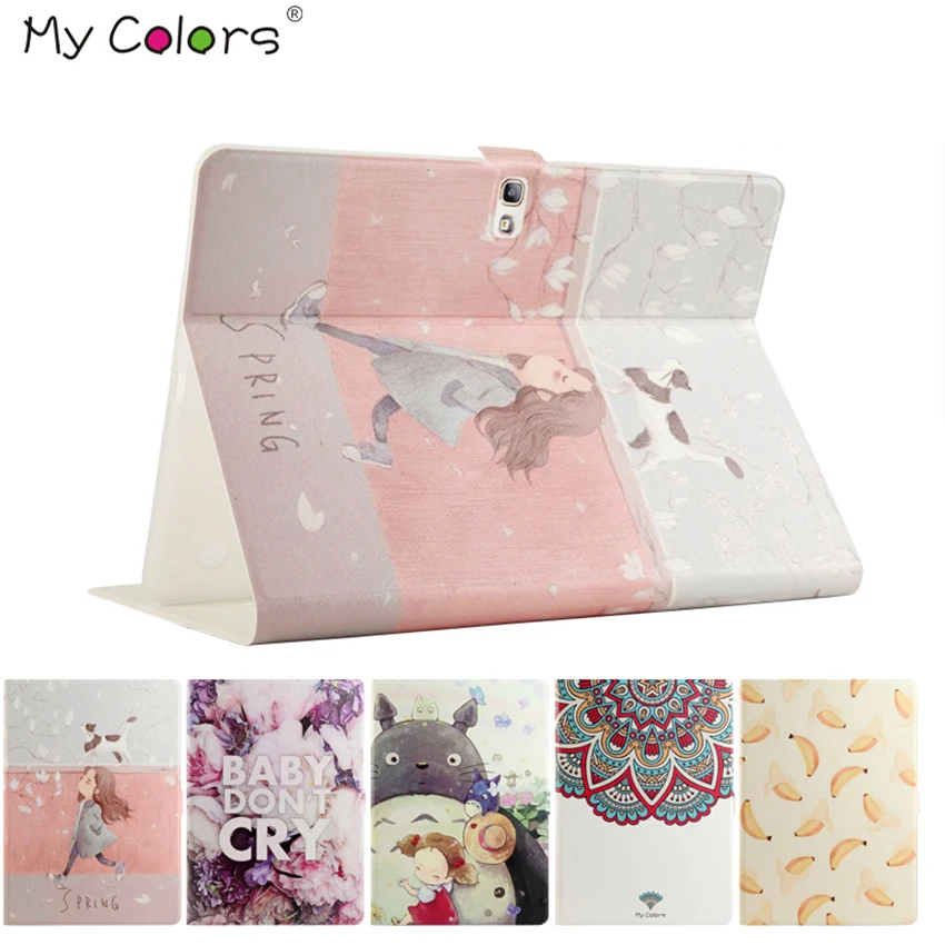 

Tab S T800 Flip PU Leather Case Cover Colorful Print Smart Fundas For Samsung Galaxy Tab S T800 10.5 inch Protectie Stand Skin
