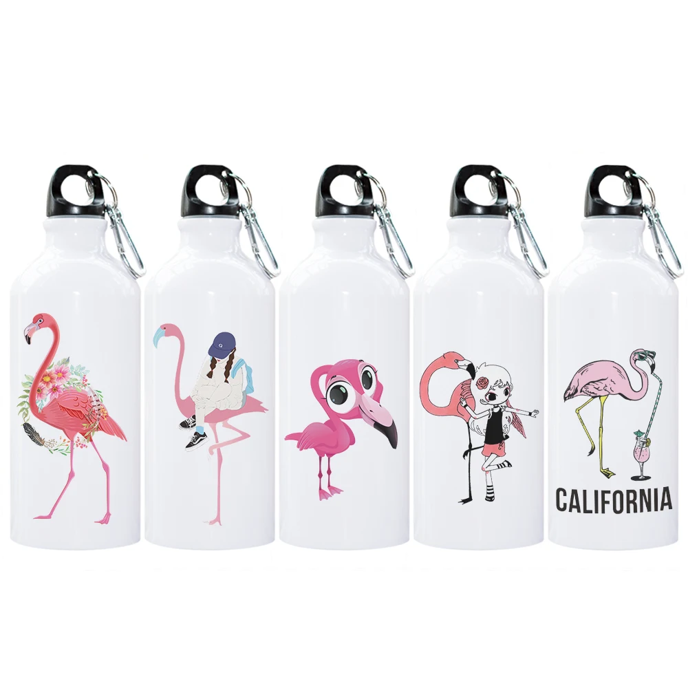 

Climbing Sport Water Bottle Flamingos Photo Bottle for Outdoor Sporting Aluminum Bottle 600ml with Cute Flamingo Printing