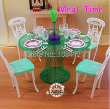 Free shipping children play house girls toys birthday gift dinner table set accessories for barbie doll