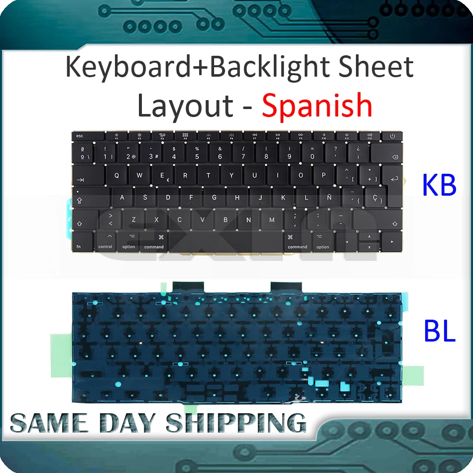 

New for Macbook Pro 13.3" Retina A1708 Keyboard with Backlight Spanish Spain Standard Layout Late 2016 Mid 2017 Year