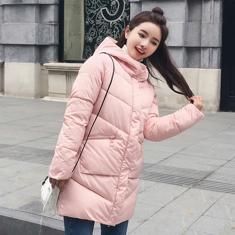 Parka For Women Winter Jacket Women Coats Zipper Pocket Hooded Coats Ladies Park Cotton Padded Lining Autumn Female Parkas