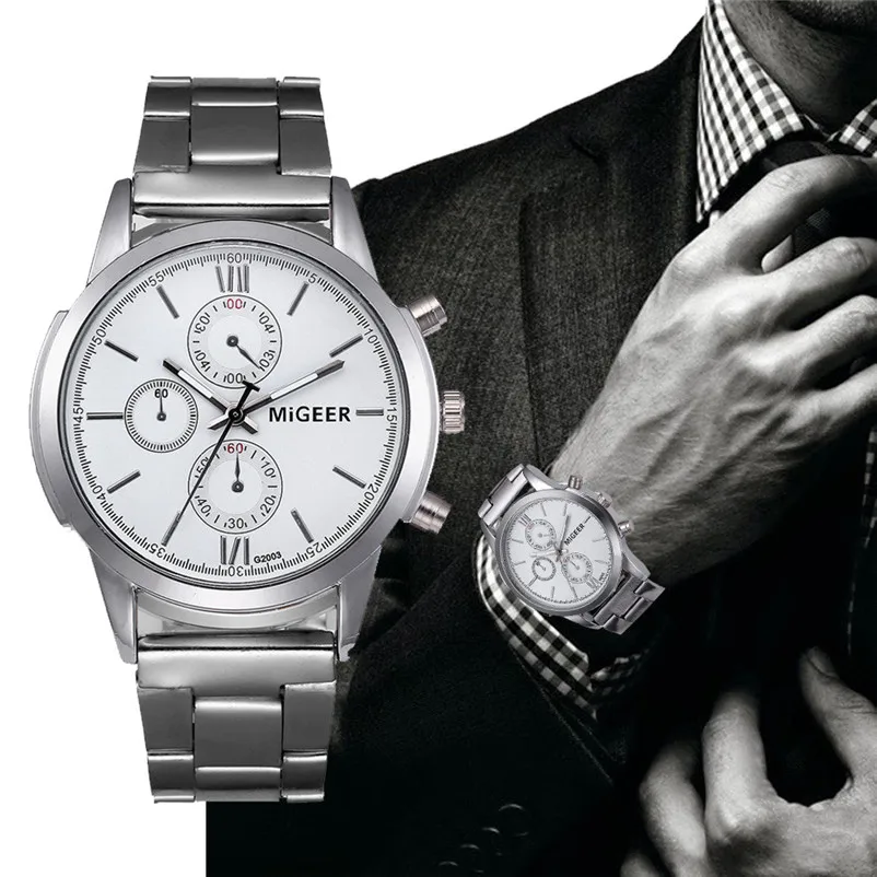 

Brand Luxury Watch Men Crystal Stainless Steel Analog Quartz Wrist Watch Bracelet Fashion Business Male Hour Relogios Masculino