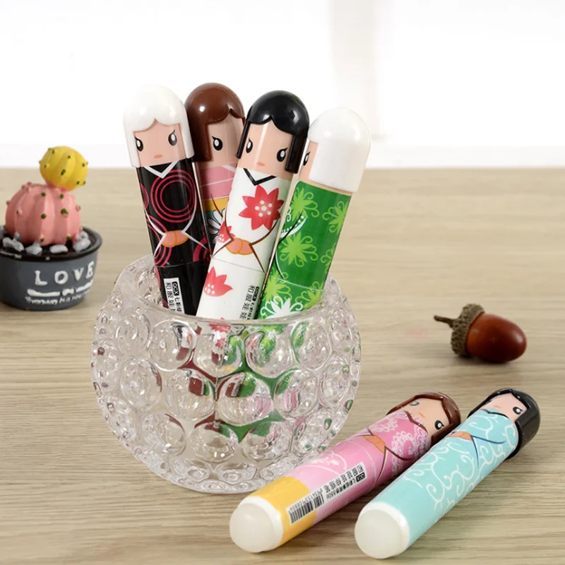 

4 Pcs/lot Cute Cartoon Kimono Doll Erasable Gel Ink Pen Color Random Writing Signing School Office Supply Student Stationery