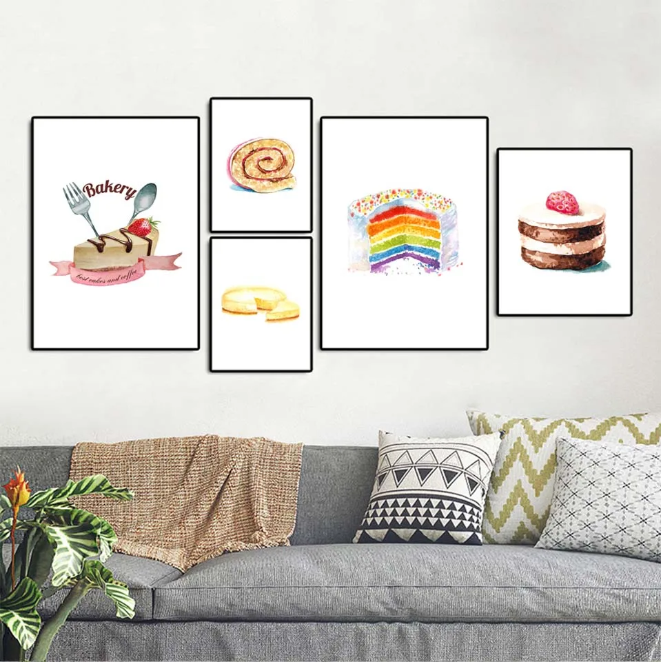 

Gohipang Modern Wall art poster Picture Print Canvas Drawings Dessert Cake Muffin Cup Home Decoration For Living Room Unframed