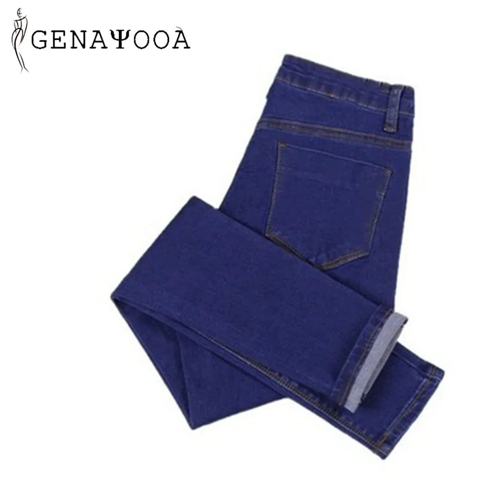 Genayooa Высокая талия плюс размер джинсы женские Пуш-Ап черные джинсы женские весна лето стрейч джинсы узкие брюки - Цвет: Blue Jeans