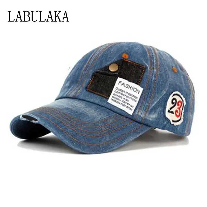 

Trucker Hat Snapback Denim Cap Spring Cotton Dad Hats Unisex Washed Baseball Caps Trendy Summer Men Patchwork Adjustable Dad Cap