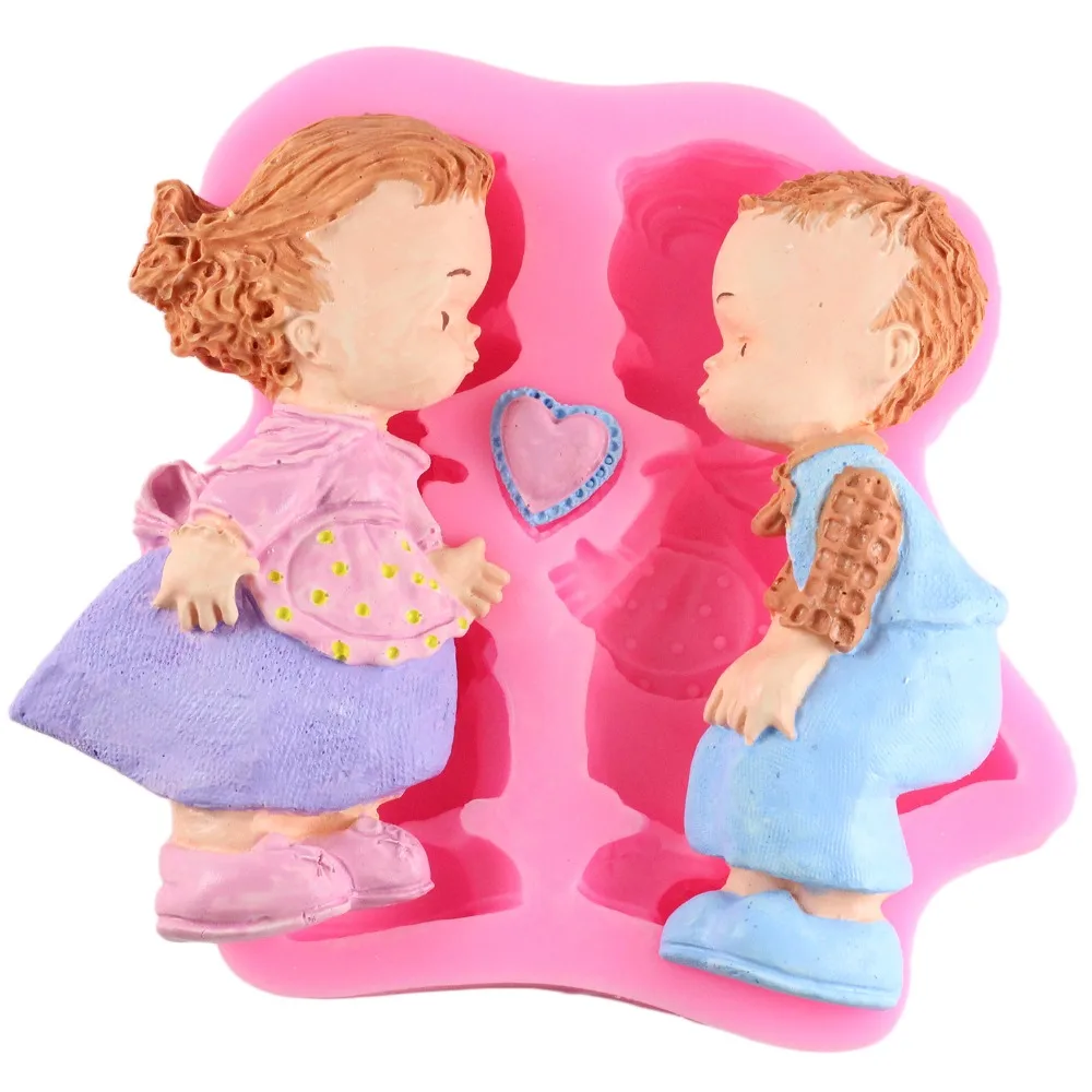 

3D Boy Girl Silicone Mold Wedding Fondant DIY Cake Decorating Tools Polymer Clay Mould Chocolate Candy Gumpaste Moulds