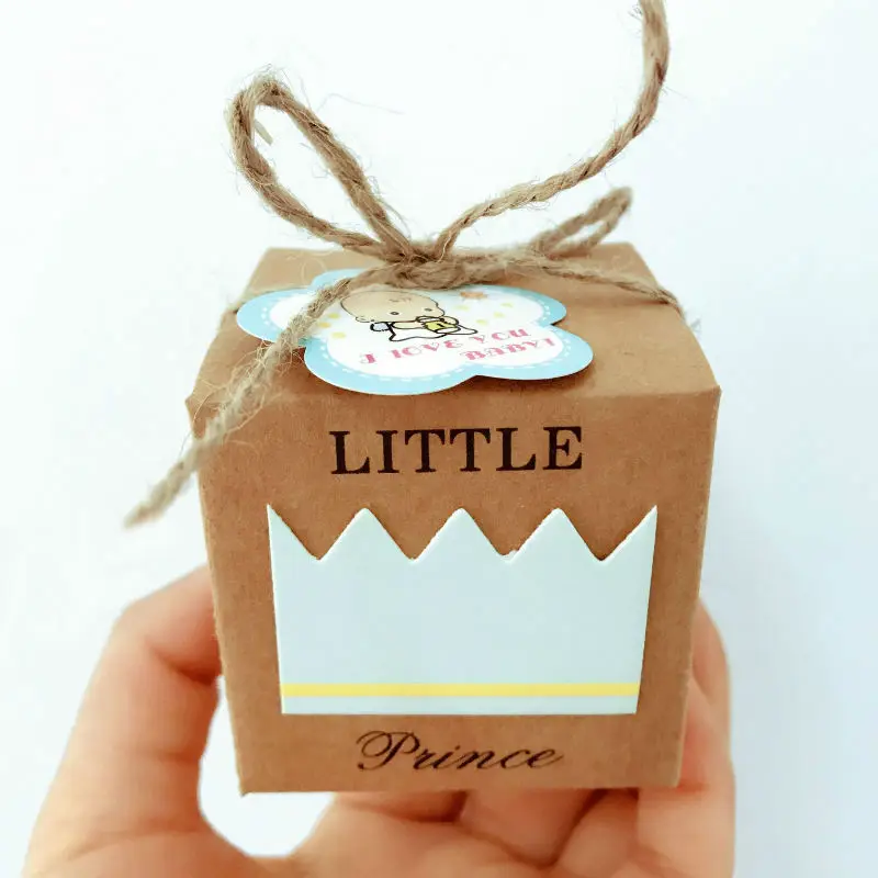 Little Prince Kraft Boy Baby Shower Party Christening Favour Box 
