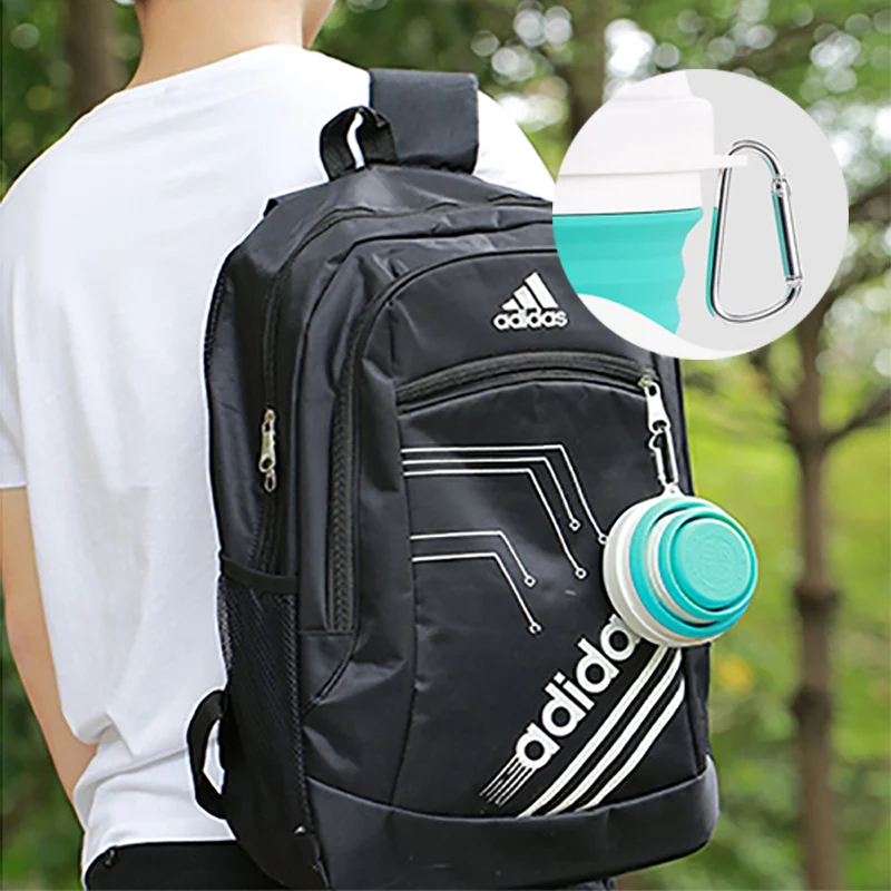 WALFOS Silicone folding cup can be filled with boiling water portable telescopic cup travel outdoor soft water cup