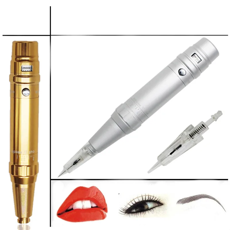 Permanent Makeup Pen 1Pcs Eyebrow Lip Tattoo Permanent Makeup Machine Pen For Shader Needle Tip Power Supply Set Kit