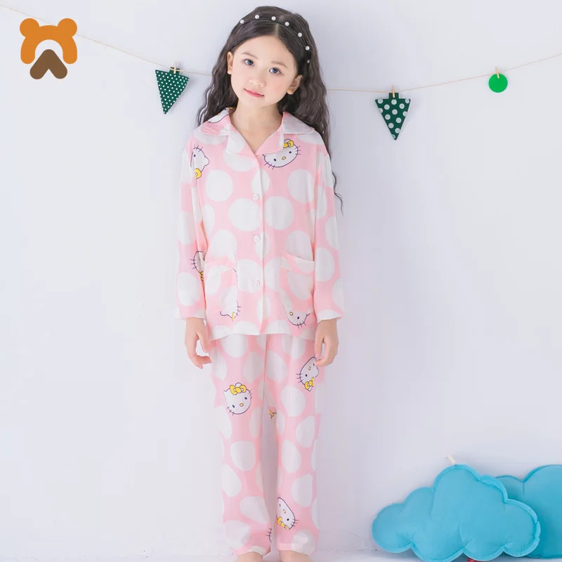 

Cute Girls Pajamas Sets Kids Long Sleeve Character Girl Sleepwear Modal Knitted Casual Children Sleepwear Pajamas For Girls Kids