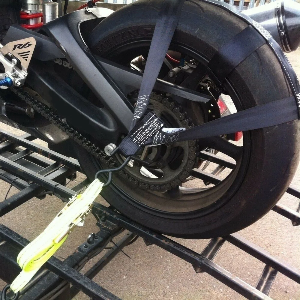 

NEW Motorcycle Rear Wheel Handlebar Transport Tie Down Strong Straps Safe