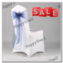 Свадебная отделка органзы Fabric100pcs Темно-синие 18*275 см с галстуком-бабочкой; стул створки свадьбы и Банкетная Свадебные сувениры