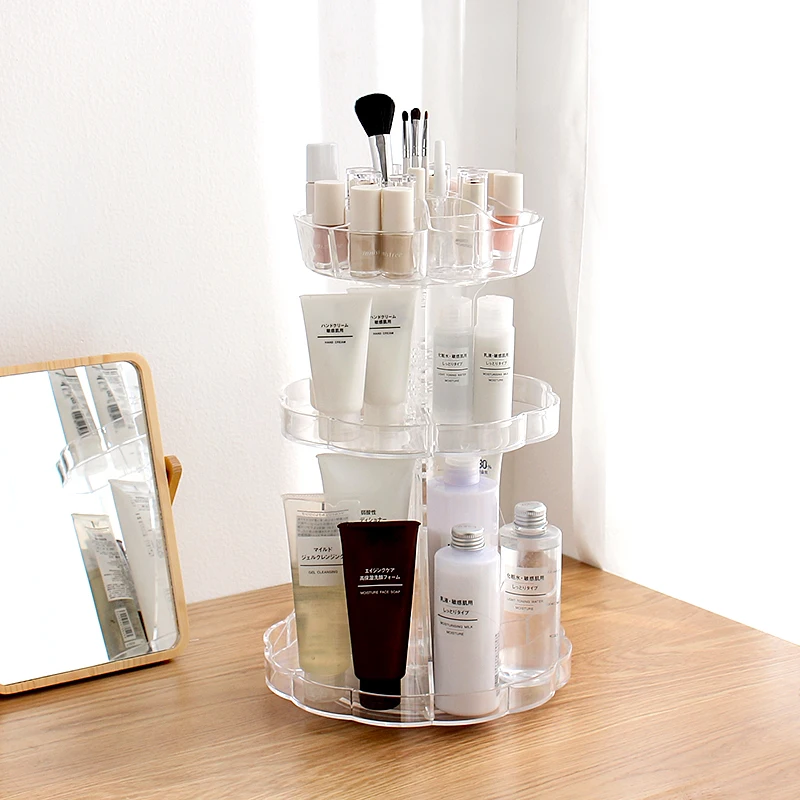 

Rotate Makeup Organizer Transparent Household Box Skincare Storage Frame Dresser Shelf Increase