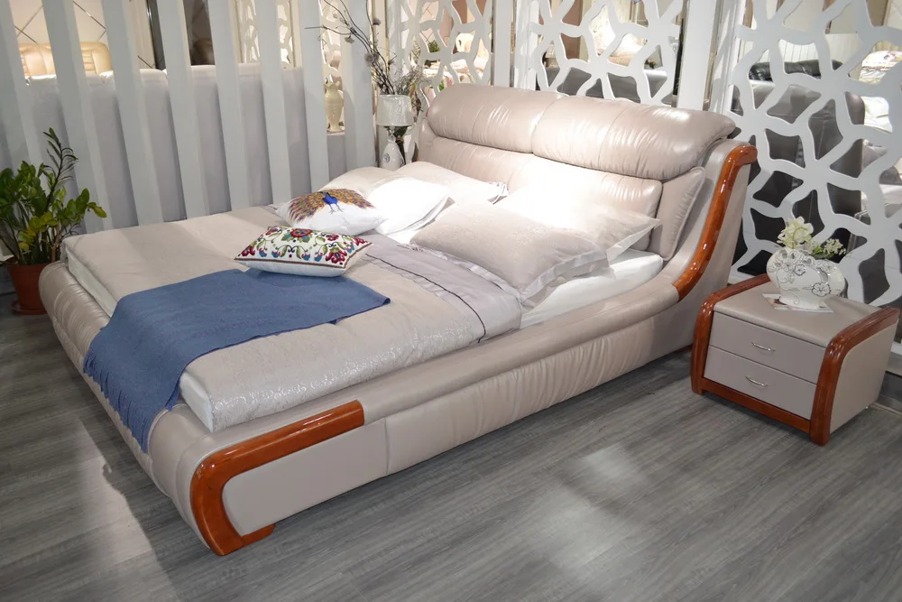 buy Cabecero Cama Soft Bed Modern Bedroom Furniture New Arrival Limited King No Genuine Leather Muebles 2019 Soft Bed Sofa Beds