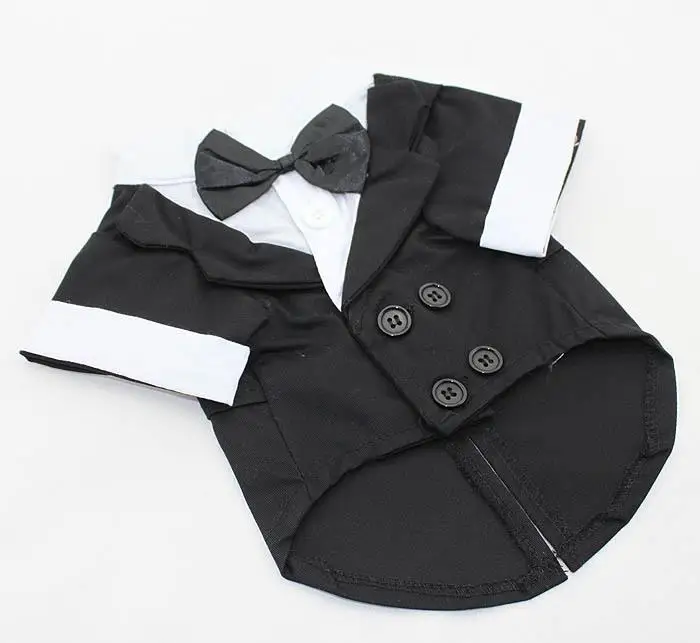 Новая Одежда для питомцев, рубашка для щенков, свадебный смокинг для собак, костюм в западном стиле с галстуком-бабочкой, одежда для собак, пальто - Цвет: Черный