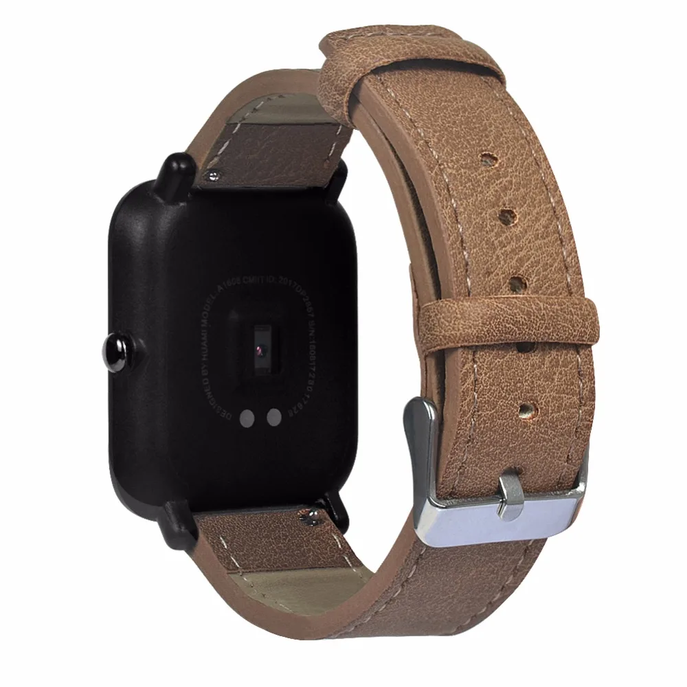 Ремешок в стиле ретро для Xiaomi Huami Amazfit Bip Bit Смарт-часы из натуральной кожи Amazfit Bip ремешок для часов 20 мм быстросъемные браслеты