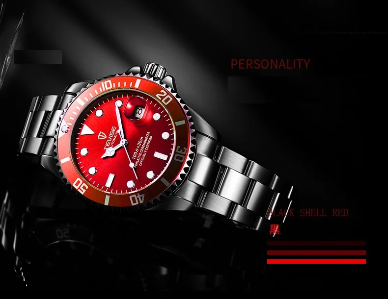 1TEVISE Red Watch Men Creative Luminous Watches Date Waterproof Clock Man Blue Automatic Watch Purple Mechanical Wristwatches (6)