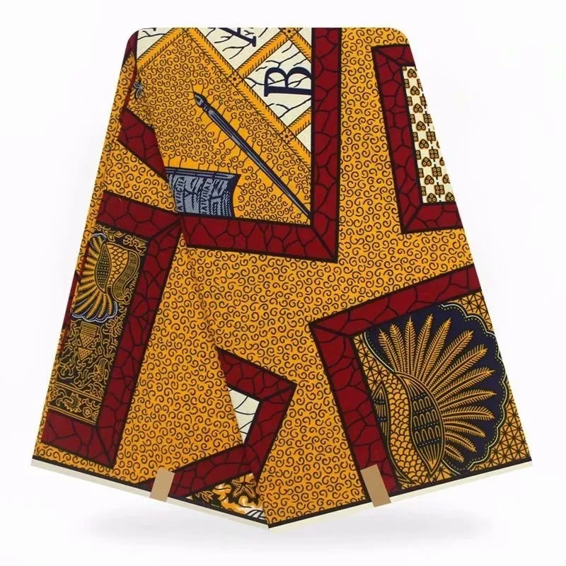 High Quality Cotton Fabric African Ankara Veritable Wax Cloth Veritable Wax African Real Dutch Wax 6yards/piece For Wedding - Цвет: as picture