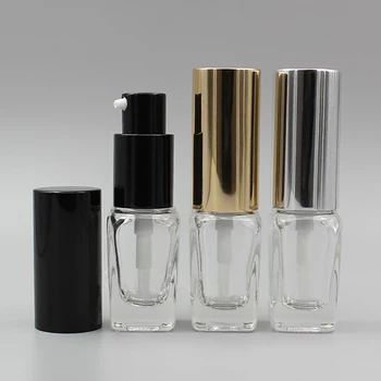

10ml mini clear glass cosmetic essential oil bottle with lotion pump , 10ml square essential oil glass bottle