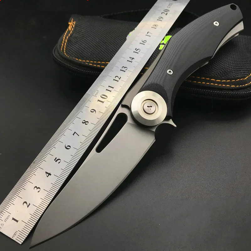 Ball Bearing Folding Knife D2 Blade Carbon fiber G10+titanium alloy Handle Outdoor Knives Camping Survival Pocket Knife Tool EDC