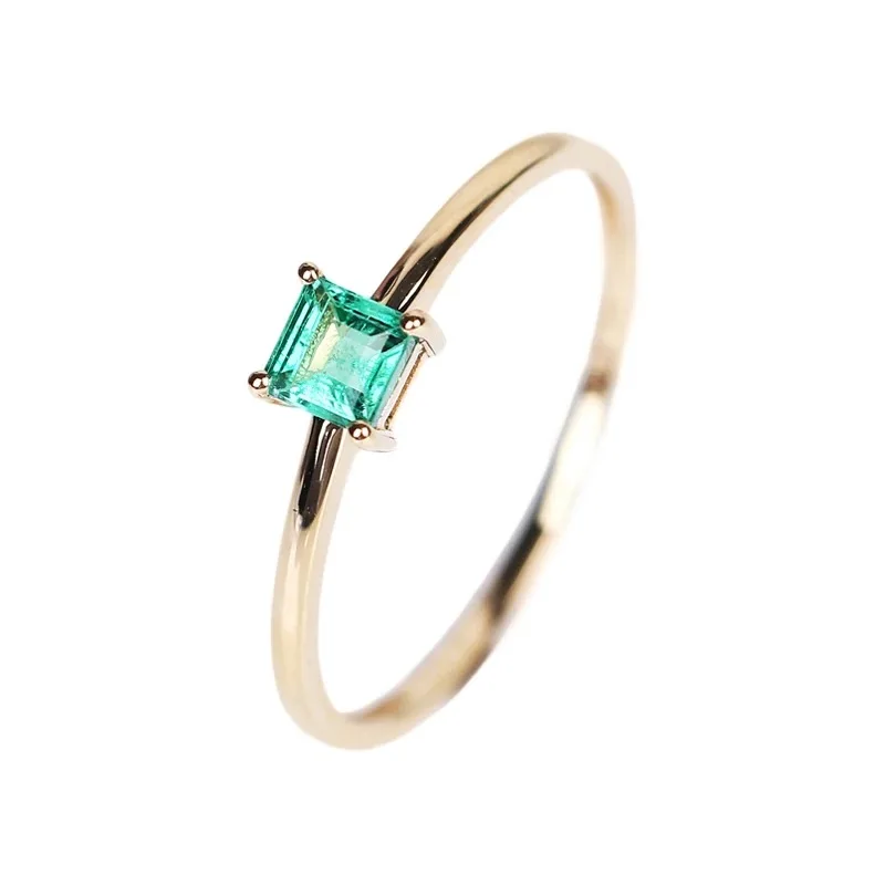 

Natural emerald ring gold plated Engagement Ring green Gemstone Valentine gift for Girlfriend Student Promise Jewelry