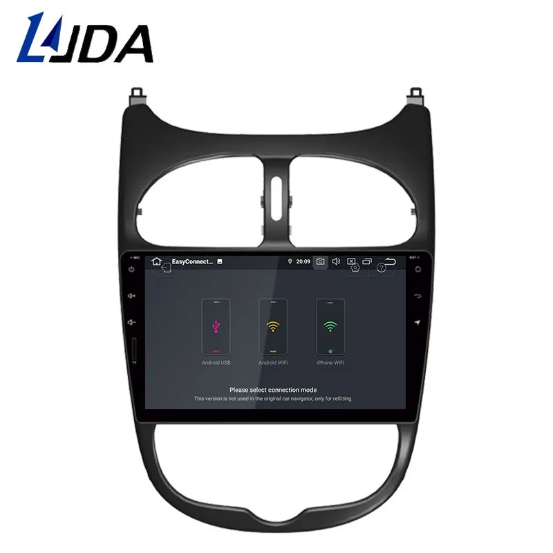Top LJDA Android 9.0 Car Multimedia Player For Peugeot 206 2002 2003 2004 2005 2006 2007 2008 GPS Stereo Radio 4G+32G Stereo WIFI 3