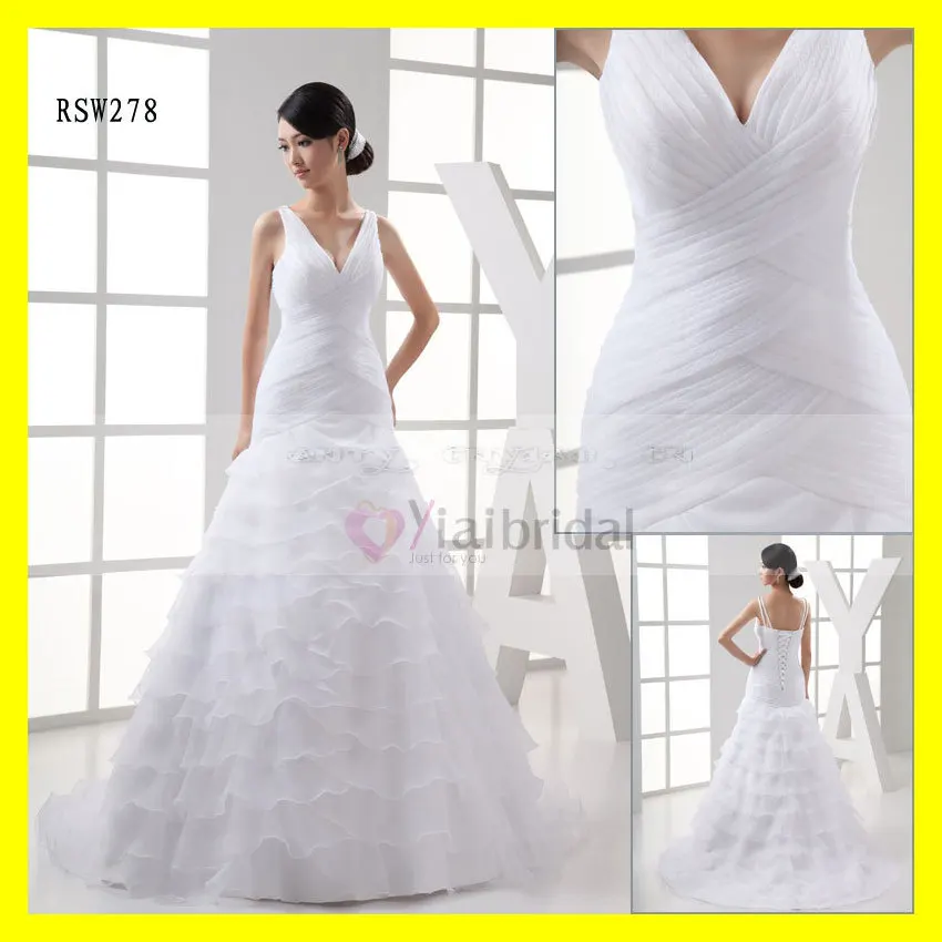 Sex Spaghetti Strap Tiered Skirt A-Line Drop Waist Wedding Dress 2015 Free Shipping | Свадьбы и торжества