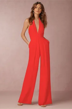 

Vadim New Solid Polyester Bodysuit Women Catsuit Time-limited Free Shoping 2020 Summer Casual Jumpsuit Sexy Sleeveless Halter