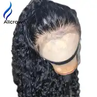 ALICROWN Curly Wig Lace Front Human Hair Wigs With Baby Hair Brazilian Remy 13*4 Lace Wigs Pre-Plucked Bleached Knots 130Density