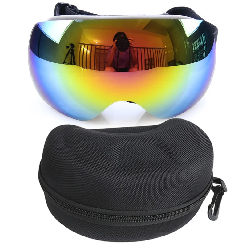 Двухслойные противотуманные лыжные очки UV400, женские очки для мотокросса, сноуборда, мужские профессиональные лыжные зеркальные очки - Цвет: Case packaging