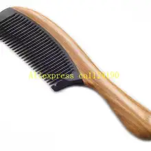 1 шт. роскошный ручной работы натуральный рог быка зеленый гребень из сандалового дерева Деревянный расчески на ручке C1800