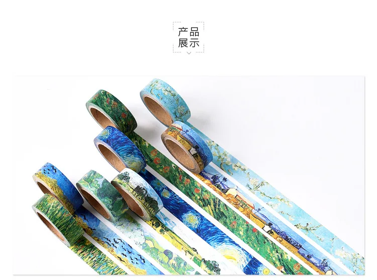 Creative Van Gogh Oil Painting Japanese Masking Washi Tape Decorative Adhesive Tape Diy Scrapbooking Sticker Label Stationery