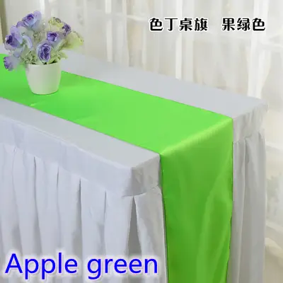 Apple Green Colour Wedding Table Runner Decoration Satin Table
