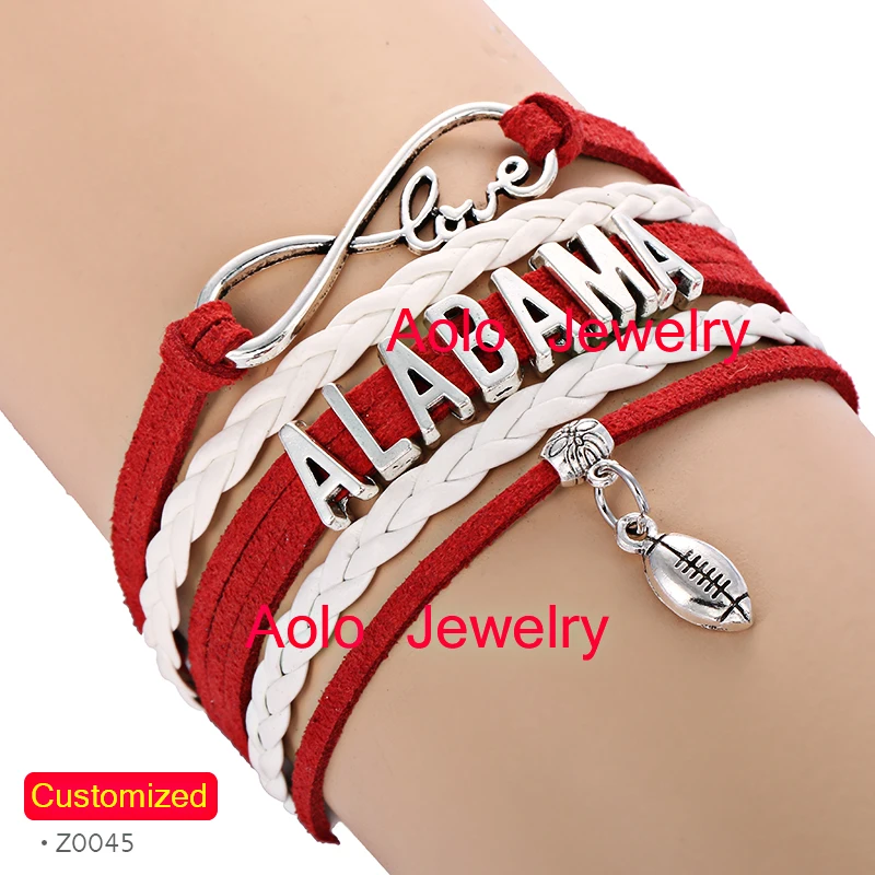 

ALABAMA Football Infinity Bracelet Red/white Make Your Own Design Drop Shipping
