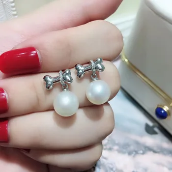 

Dogbone Design Pearl Earrings Settings S925 Sterling Silver Earrings Findings&Components Silver&Gold Color 3Pairs/Lot
