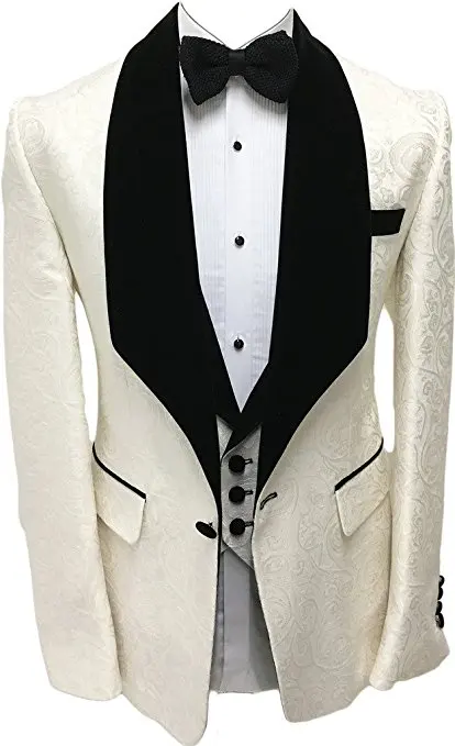 Ivory-Groomsmen-Groom-Tuxedos-Shawl-Velvet-Lapel-Men-Suits-Wedding-Best-Man-Blazer-Ja0cket-Pants-Bow