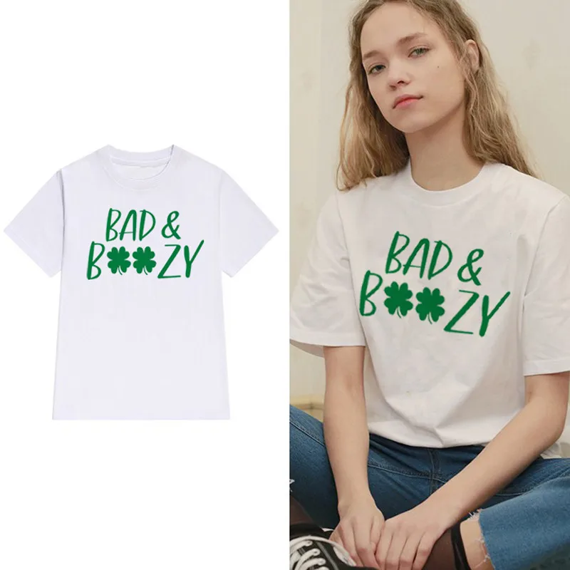 

Showtly Bad and Boozy Let's Get Ready to Stumble Shenanigan Enthusiast Women's T shirt Funny Tee Tops
