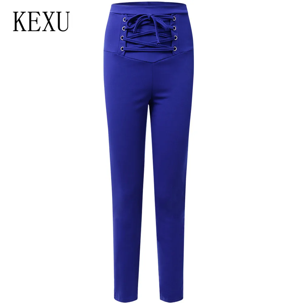 KEXU High Waist Pants Women Cross Bandage Bodycon Slim Pants Summer Casual Streetwear Punk Black Pants Women Capris Trousers KEXU High Waist Pants Women Cross Bandage Bodycon Slim Pants Summer Casual Streetwear Punk Black Pants Women Capris Trousers