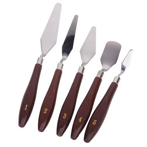 

5Pcs Stainless Steel Palette Knife Scraper Set Spatula for Artist Oil Painting
