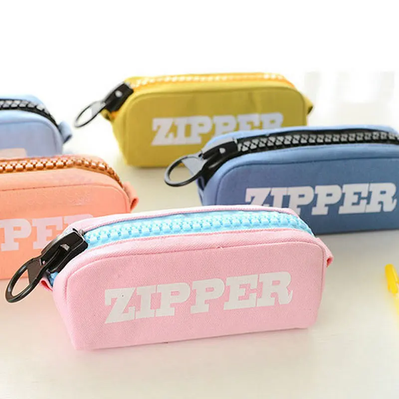 

Papelaria 8 Colors Big Plaslic Zipper Canvas Pencil Case Large Capacity Multifunctional Pen Bag For School Supplies Stationery
