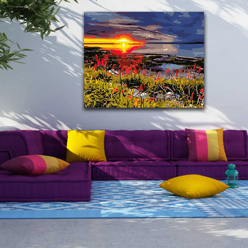 

DIY colorings pictures by numbers with colors Natural sunset flower picture drawing painting by numbers framed Home