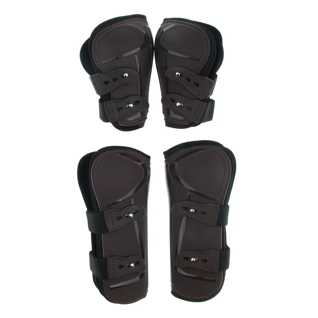 Набор ботинок из 4 частей для конского сухожилия и Фетлок, конная Передняя Задняя Защита для ног-ПУ и неопрен, регулируемая